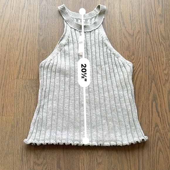 PILCRO Gray Ribbed Knit Halter Top XL minimalist y2k basic cottagecore - Picture 8 of 9